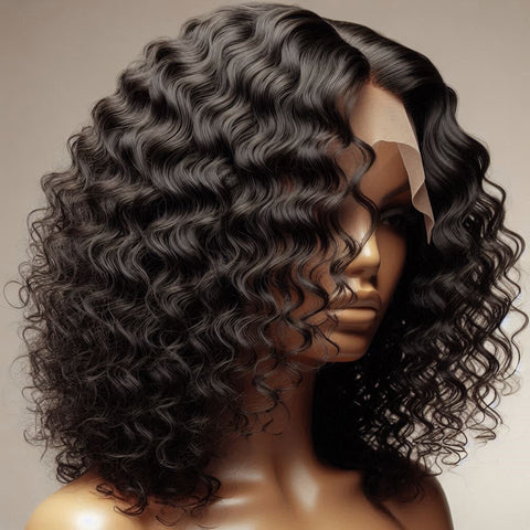 Custom fit size bob 13x4.5 lace front curly wig